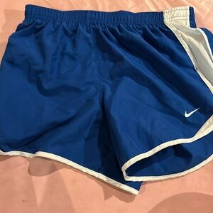 I am selling dri-fit Nike shorts. They are blue and white. Size L